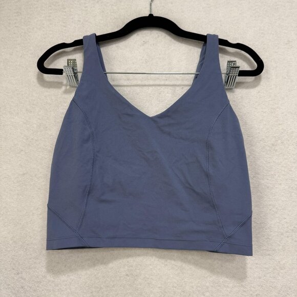 Lululemon Tops - Lululemon Tank Top Womens 8 Blue Wundermost V-Neck Shelf Bra Athletic Yoga Gym